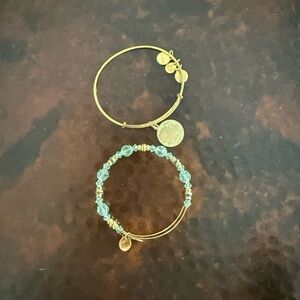 Alex and Ani Gold and Blue Charm Bracelet Duo
